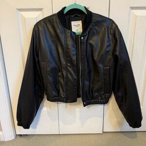 Abercrombie Vegan Leather Bomber Jacket